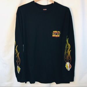Mens Harley Davidson T Shirt L/S Flames San Diego